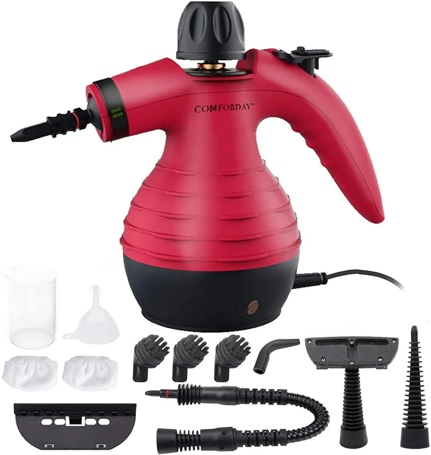 Handheld Steam Cleaner With Safety Lock For Stain Removal 9 Piece Red NEW