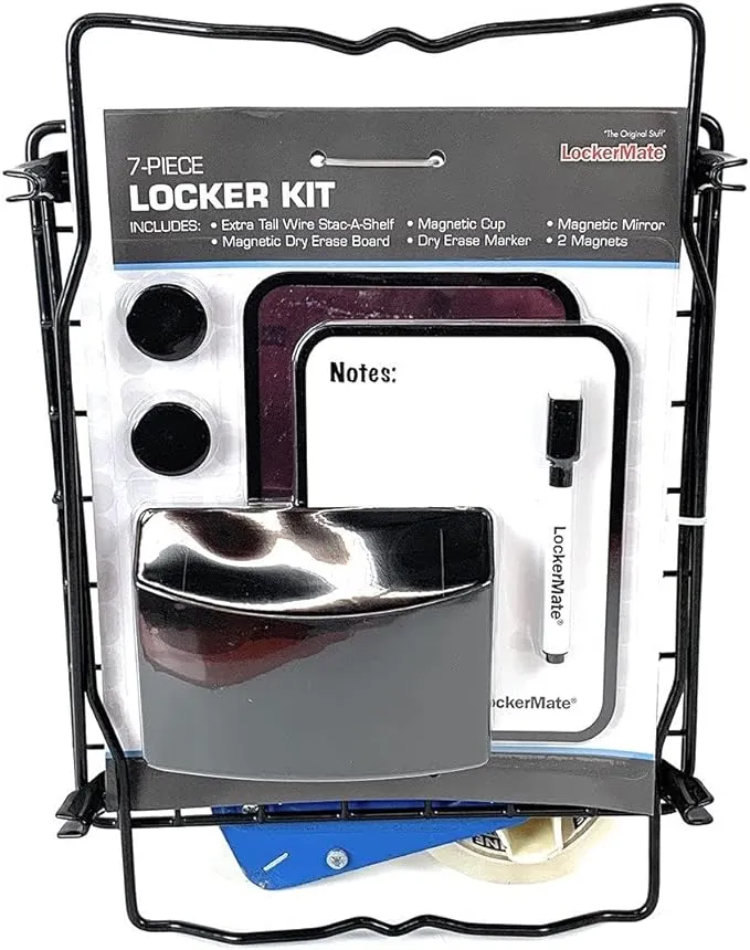 7-Piece Locker Kit® with 12" Stac-A-Shelf®, Black