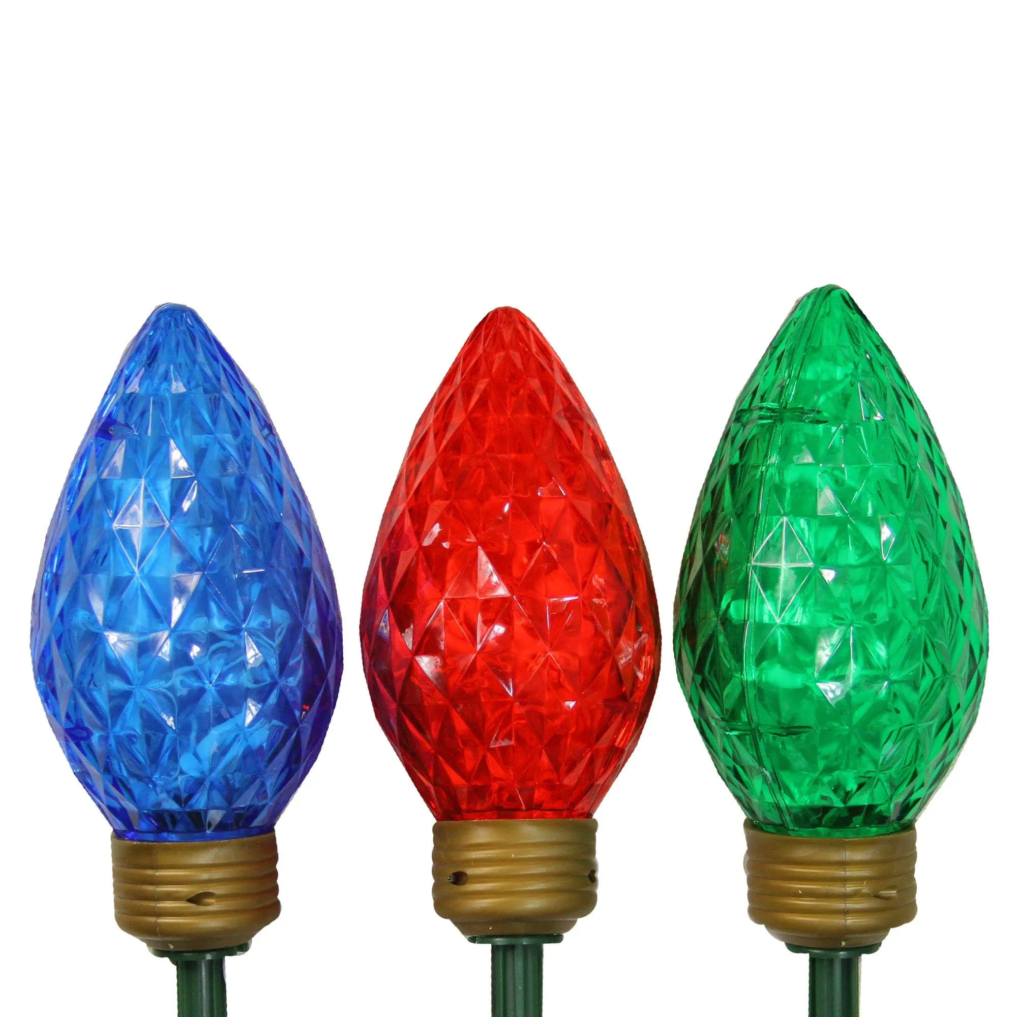 Lighted LED Jumbo C9 Bulb Christmas Pathway Marker Lawn Stakes in Multi-Color (Set of 3)