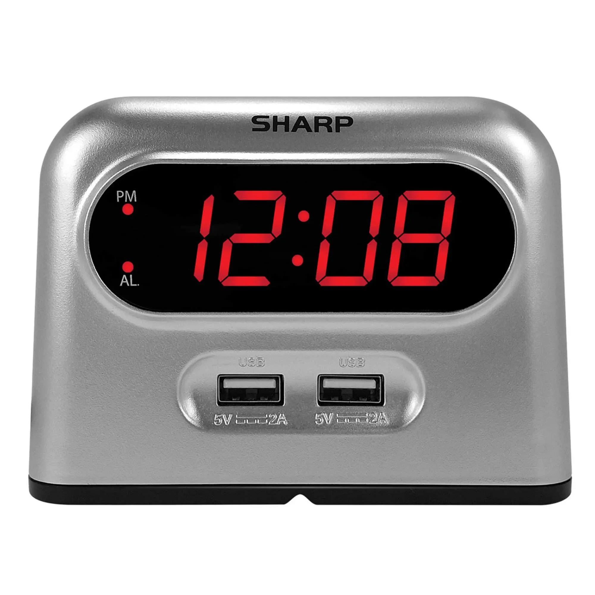 Sharp Digital Alarm Clock with 2 Fastcharge USB Ports, Spc189