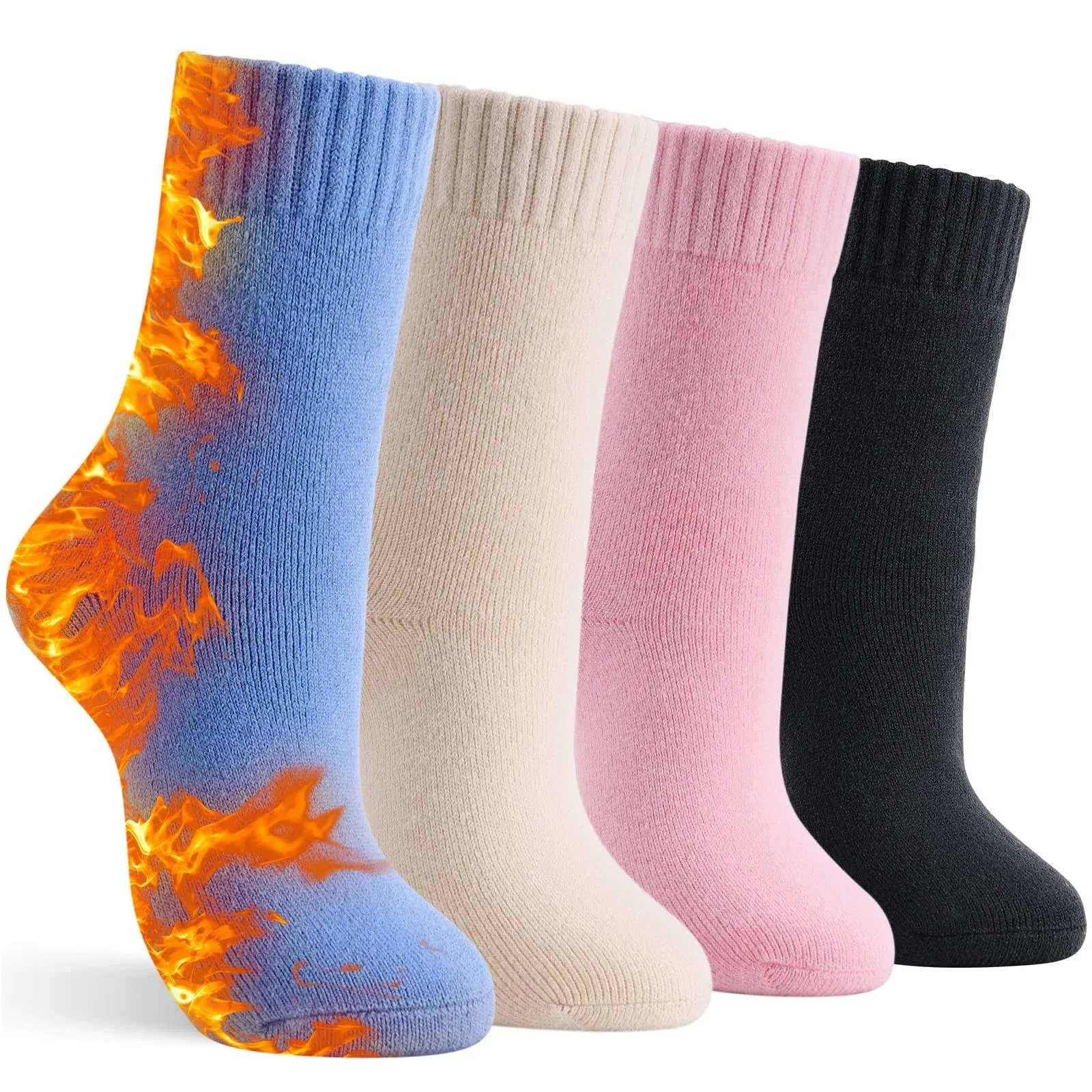 4 Pairs Thick Thermal Socks for Women Extreme Cold Weather Winter Warm Socks Soft Cozy Womens Crew Socks with Gifts Box