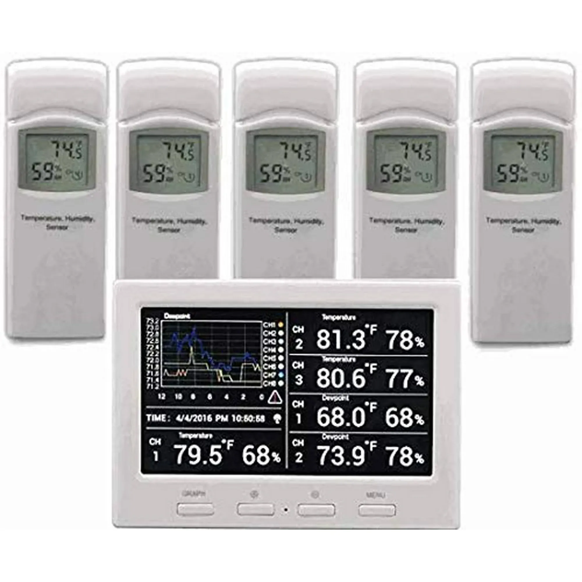 Ambient Weather WS-3000-X5 Wireless Thermo-Hygrometer with Logging