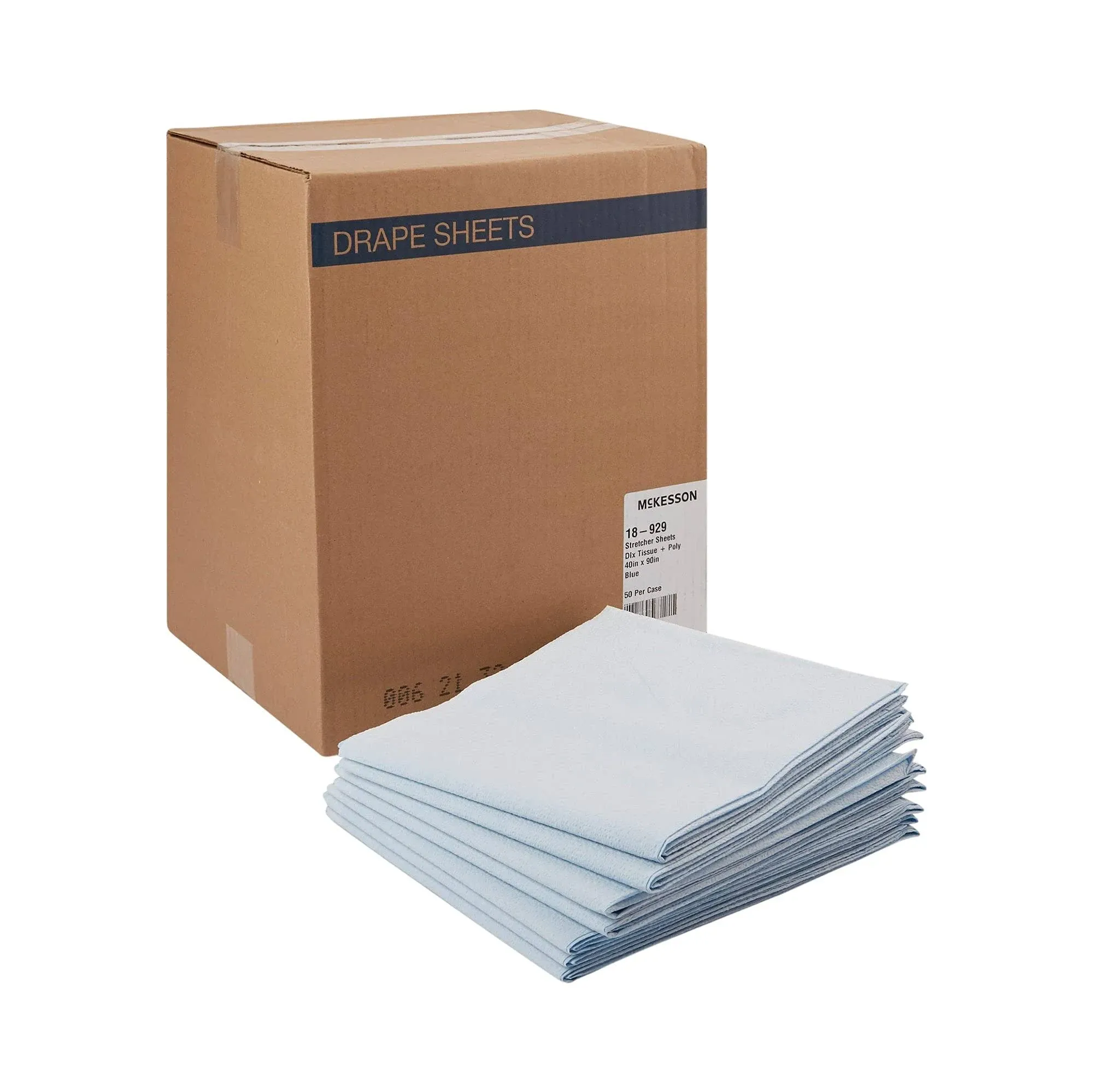 McKesson Blue Flat Stretcher Sheet, 40 x 90 inch - Case/50