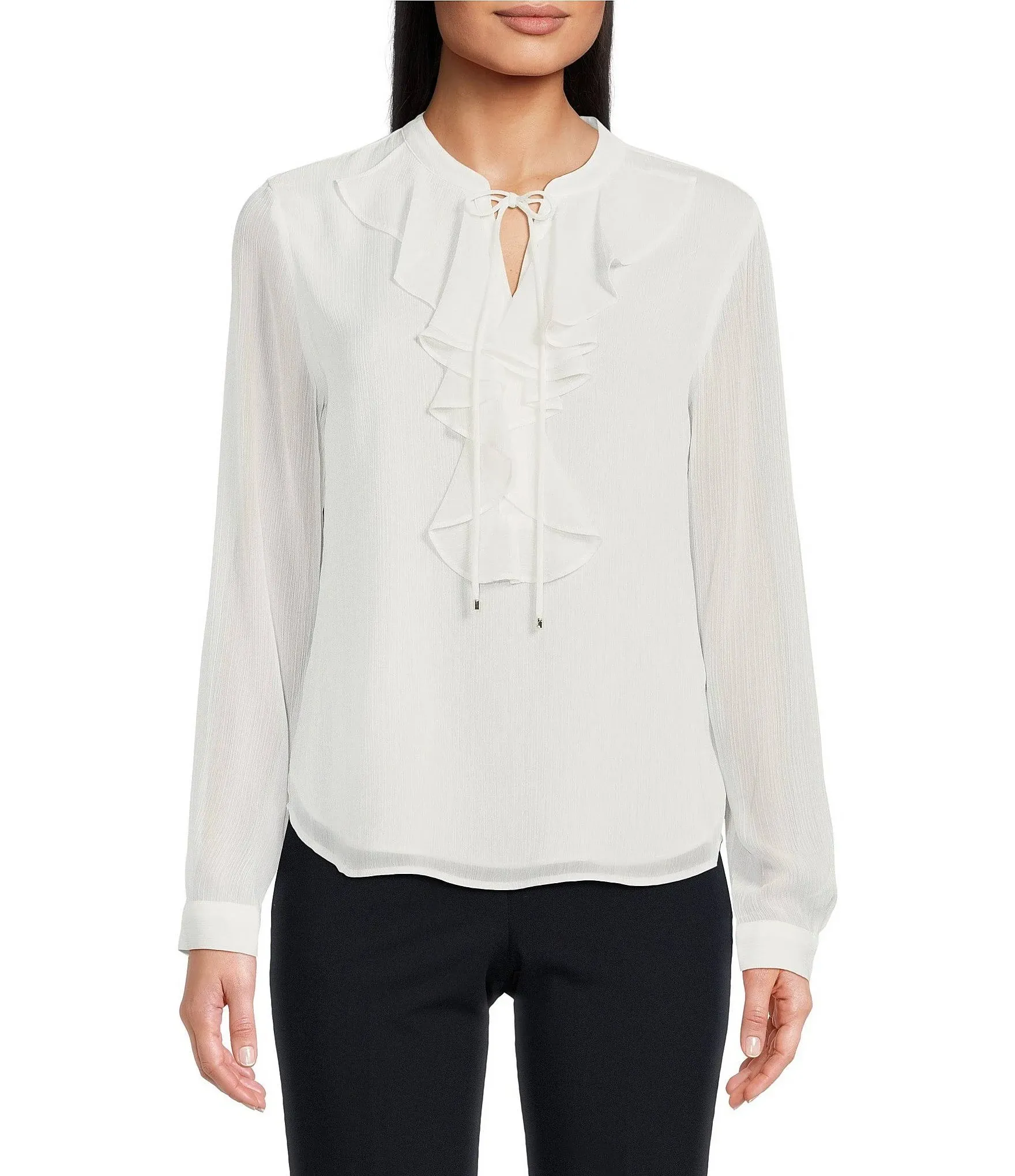 Tommy Hilfiger Women's Ruffled Tie-Neck Blouse