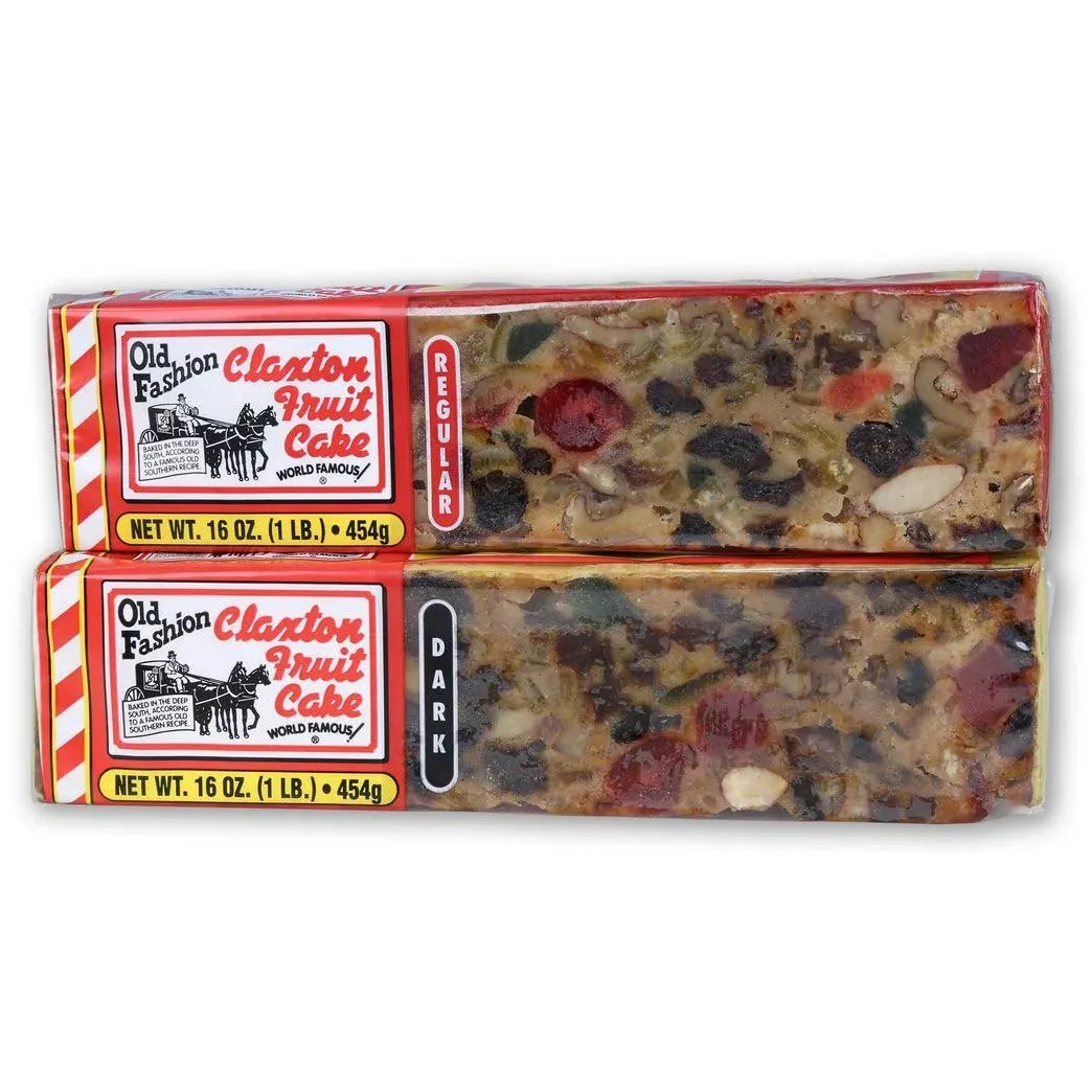 Claxton Fruit Cake - &#034;Claxton Sampler&#034; - 1 Lb. Each - Regular and Dark Recipe