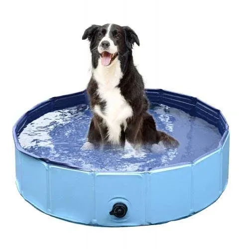 Jasonwell Foldable Dog Pet Bath Pool Collapsible Dog Pet Pool Bathing Tub Kiddie Pool for Dogs Cats and Kids (39.5inch.D x 11.8inch.H, Blue)