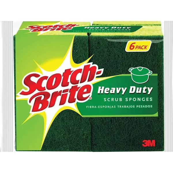 Scotch-Brite Heavy Duty Scrub Sponges, Sponges for Cleaning Kitchen and Household, Heavy Duty Sponges Safe for Non-Coated Cookware, 24 Scrubbing Sponges