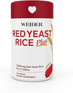 Weider Red Yeast Rice Plus 1200mg - With 850mg of Natural Phytosterols- Gluten FREE - One Month Supply