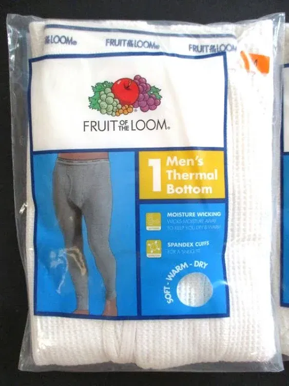 2 Fruit Of The Loom Men's Waffle Thermal Bottoms Underwear Pants