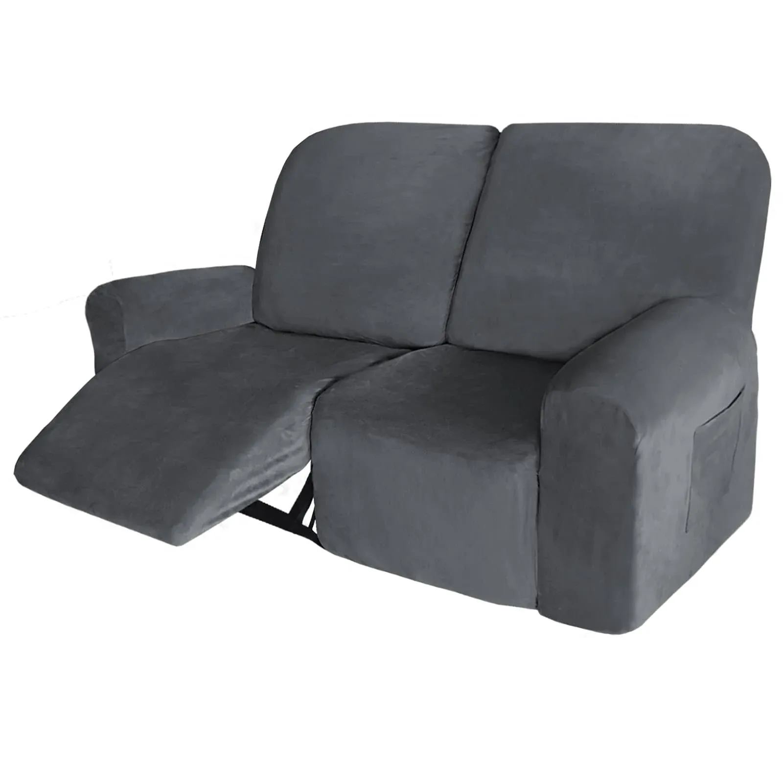 Velvet 6 Pieces Recliner Loveseat Cover, 2 Seaters Lazy Boy Reclining Furniture