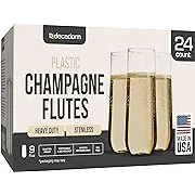 Plastic Champagne Flutes Disposable 24 Pack - 9oz Plastic Champagne Glasses - Clear Stemless Champagne Flutes Plastic - Mimosa Glasses Plastic - Disposable Champagne Flutes For Parties 
Send to Logie