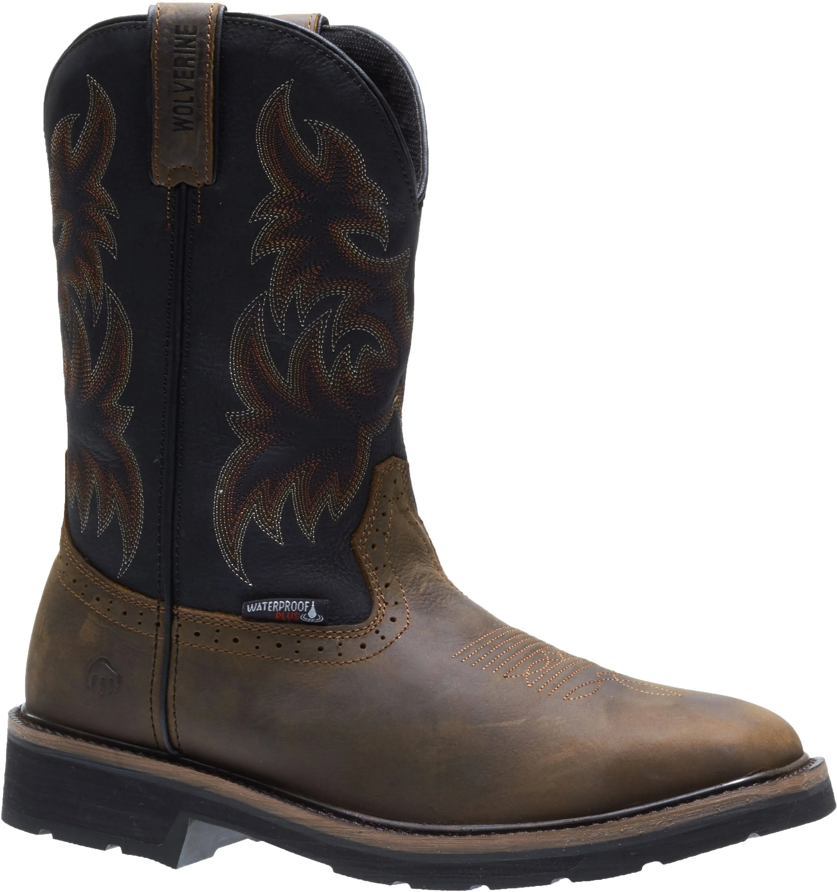 Wolverine Men's Waterproof Rancher Steel Toe Black/Brown Wellington