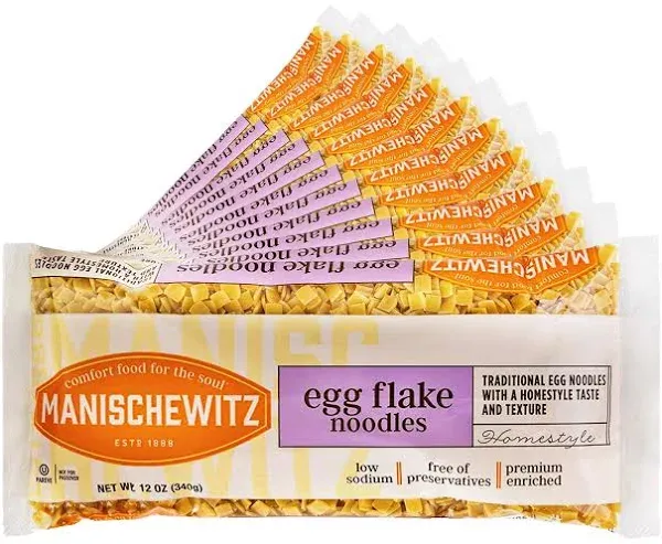 Manischewitz Egg Flakes Premium Enriched Egg Noodles 12oz Pack of 4