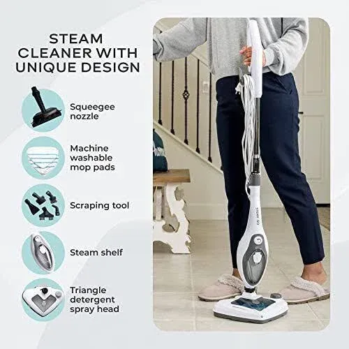 27 in 1 Steam Mop Cleaner Machine with Stand with Handheld Unit for Cleaning Steamer Mops for Hardwood Laminate Floor, Grout Tile, Car 120V