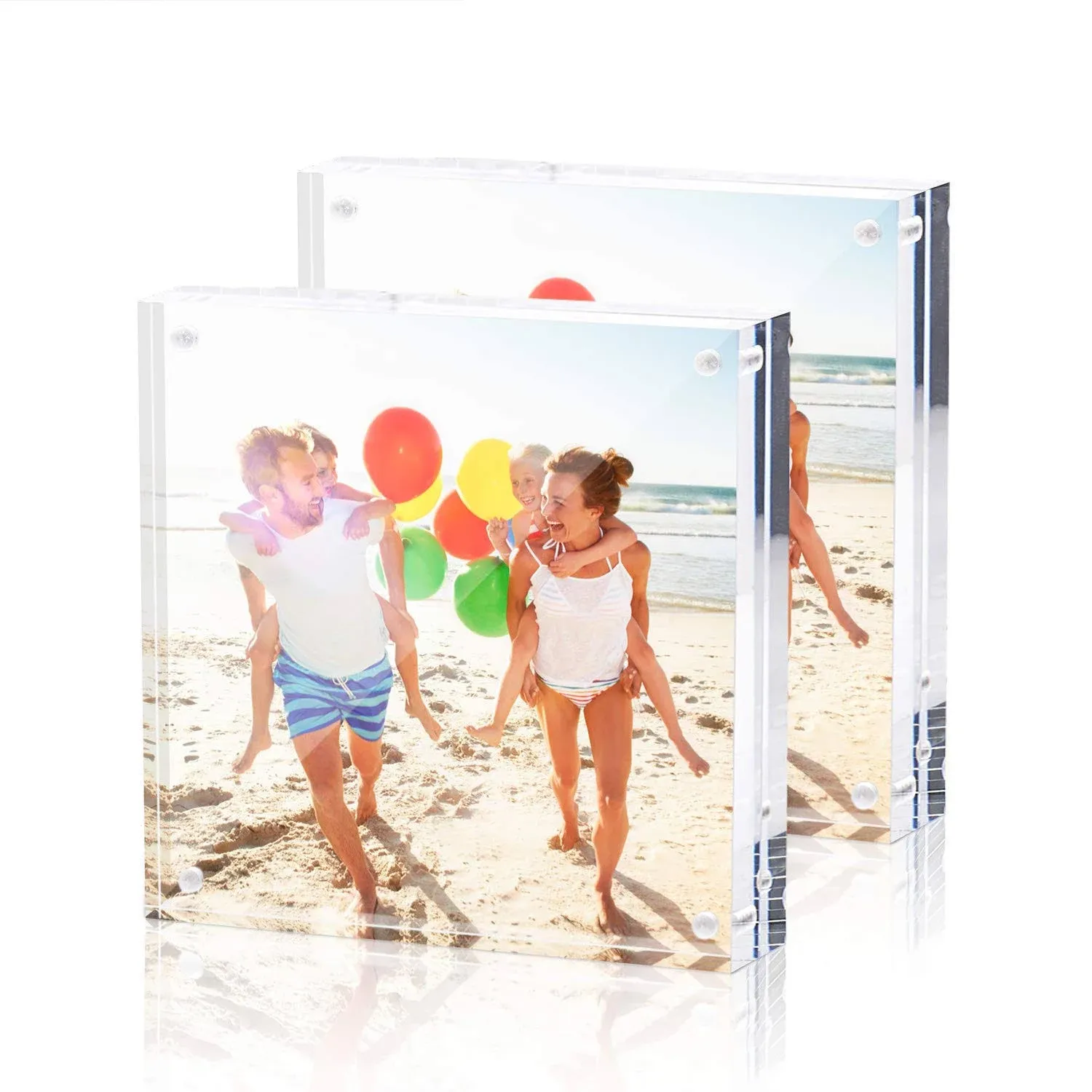 TWING 2 Pack 4x4 Acrylic Picture Frame, Magnetic Acrylic Frame Horizontal Magnet