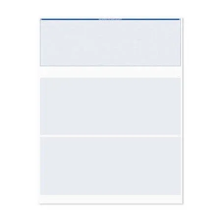 Blank Blue Computer Checks / 8.5" x 11" Blank Business Checks / 250 Laser and Ink Jet Checks with Perforated Vouchers/Made in The USABlank Blue Computer Checks / 8.5" x 11" Blank Business Ch…