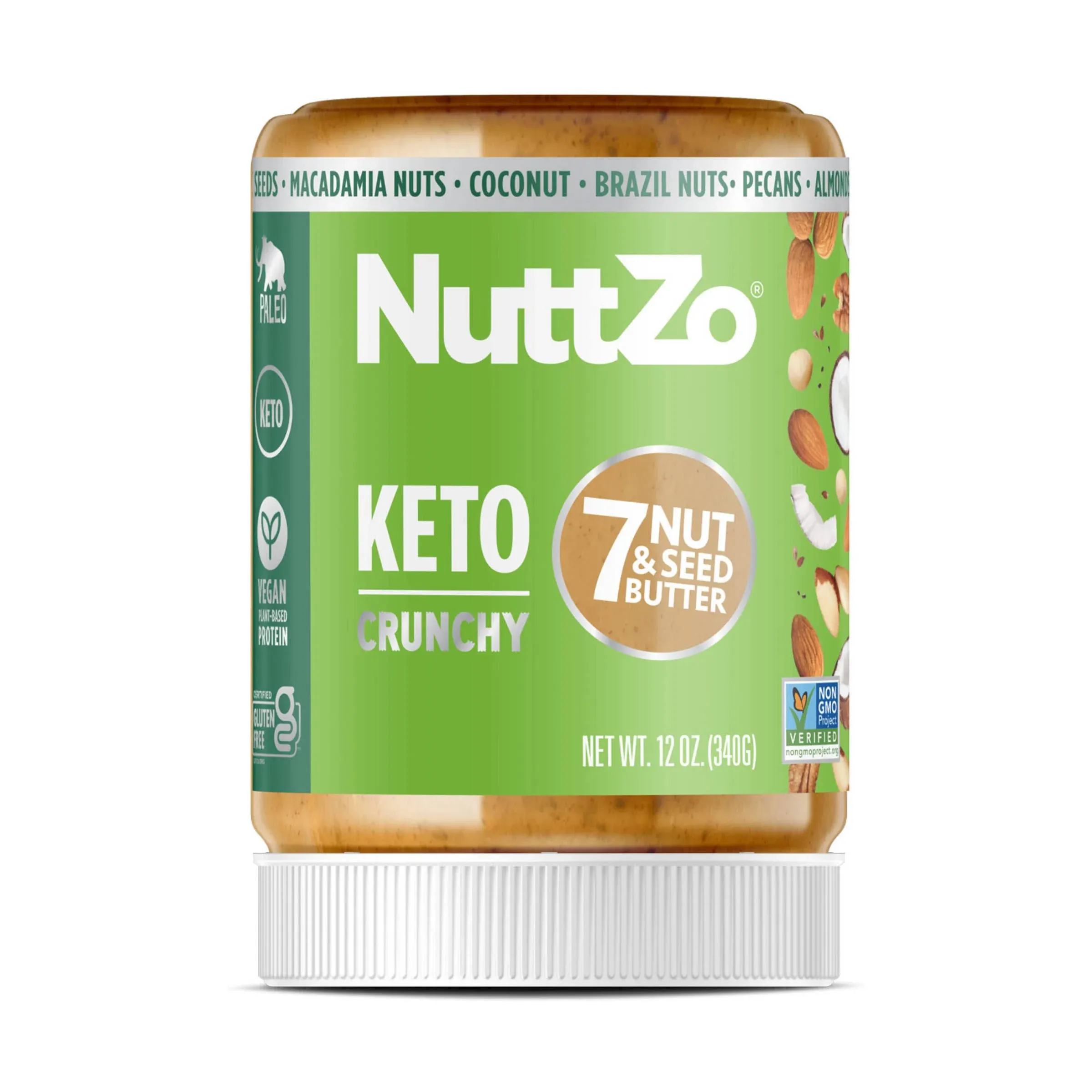 NuttZo Coconut Almond Keto Mixed Nut and Seed Butter | 7 Nuts & Seeds Blend, Keto-Friendly, Gluten-Free, Vegan, Kosher | No Added Sugar or Oil, 2g Net Carbs | 12oz Jar