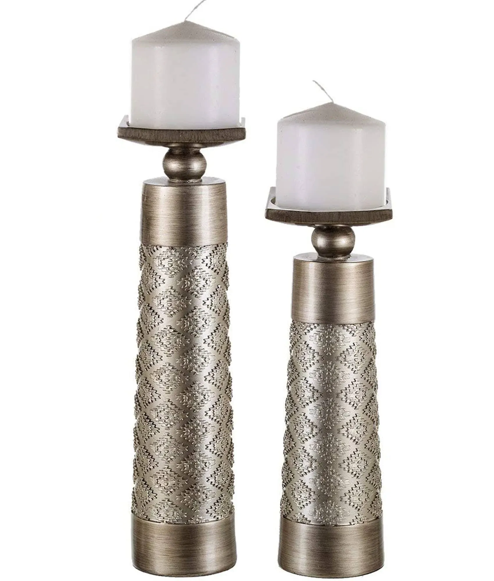 Dublin Decorative Candle Holder Set of 2 - Home Decor Pillar Candle Stand, Co...