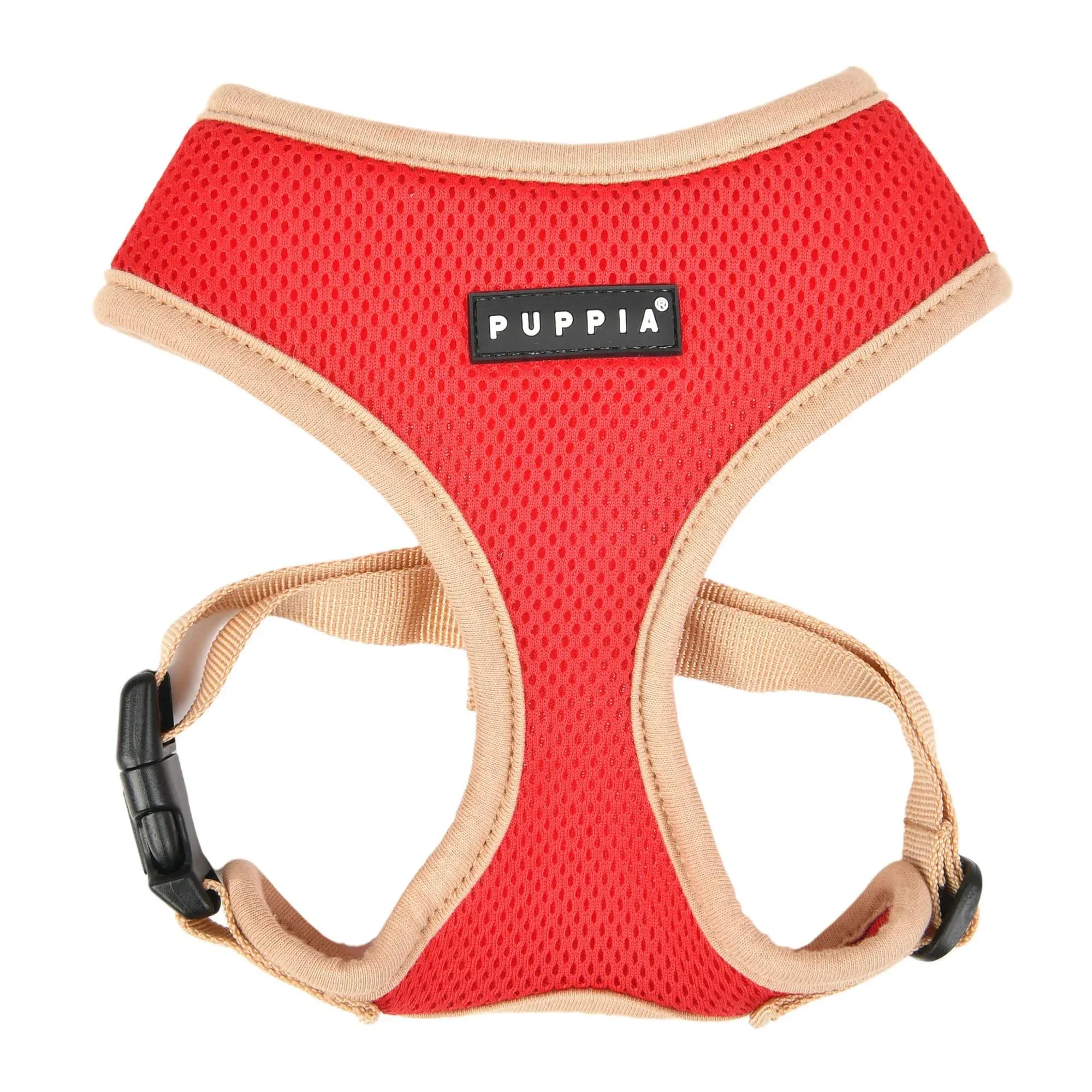 Puppia Soft Dog Harness II Mesh Over-The-Head All Season No Pull No Choke Walking Training Adjustable for Small & Medium Dog - RED - L