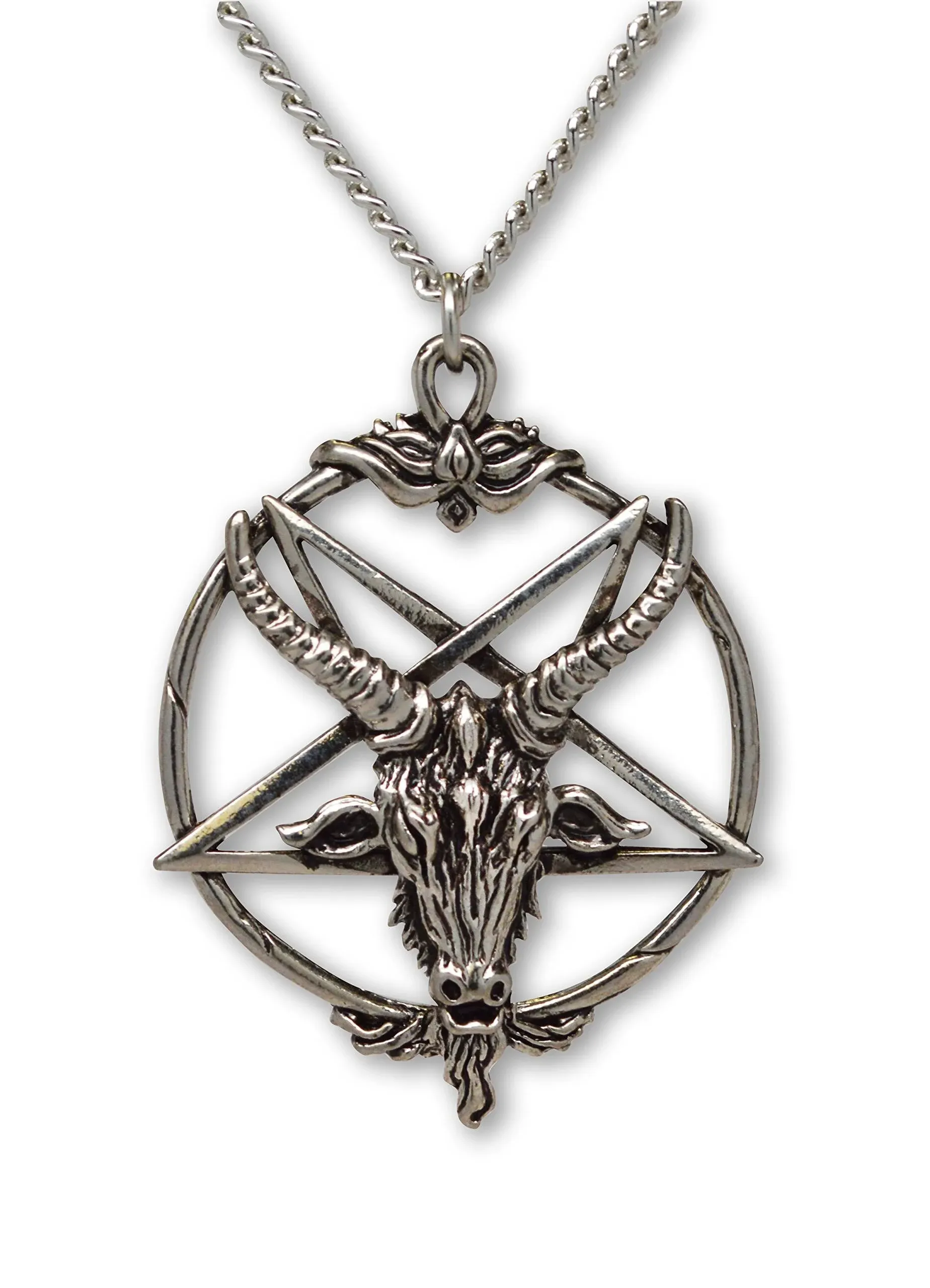 Gothic Baphomet Inverted Pentacle Sabbatic Goat Pendant Necklace NK-546