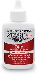 Zymox Advanced Formula Otic Plus Enzymatic Ear Solution for Dogs and Cats with 1% Hydrocortisone, 1.25oz