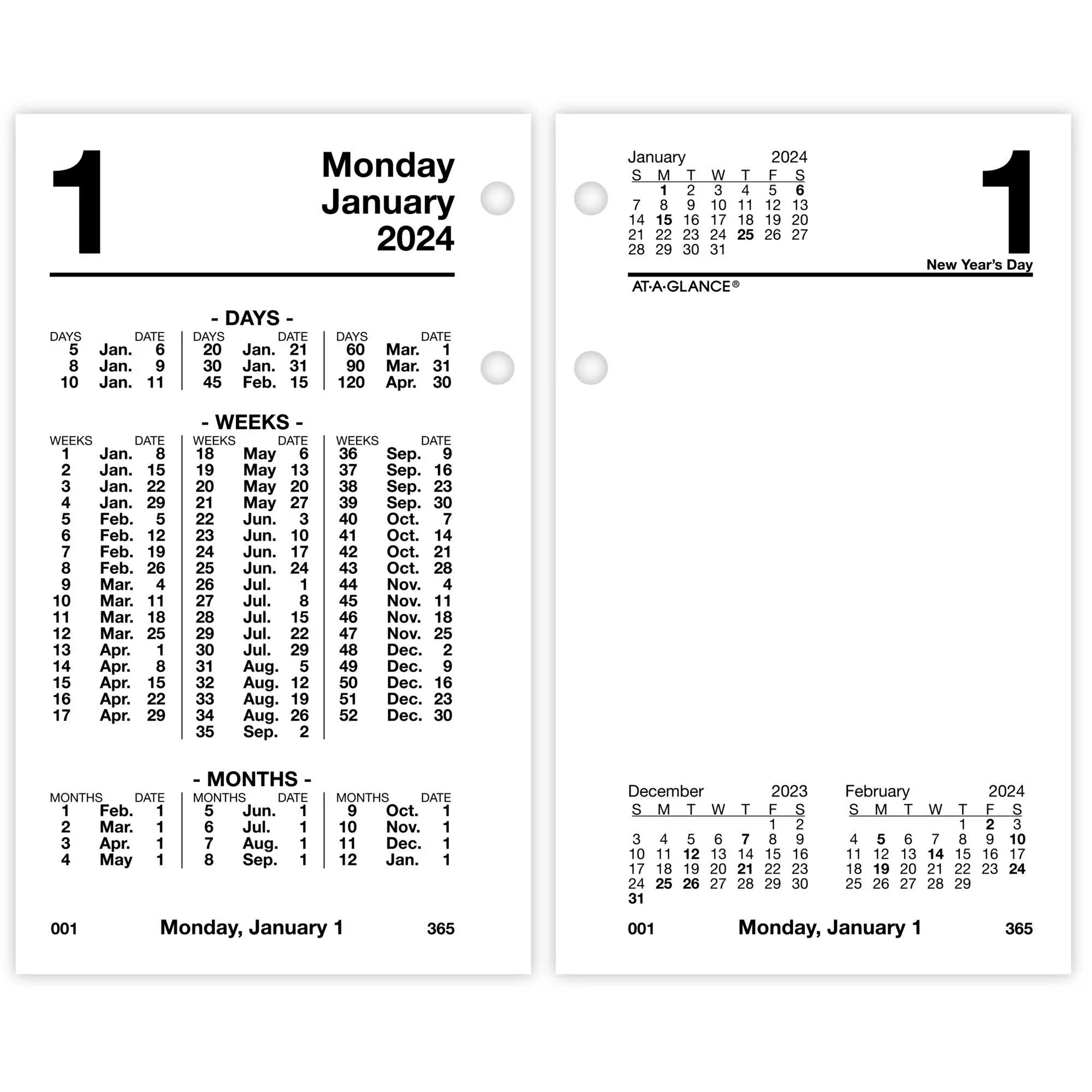 AT-A-GLANCE Financial Desk Calendar Refill