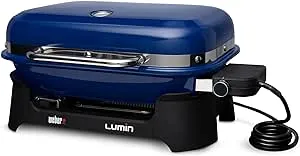 Weber Lumin Outdoor Electric Barbecue Grill, Blue - Great Small Spaces such as Patios, Balconies, and Decks, Portable and Convenient