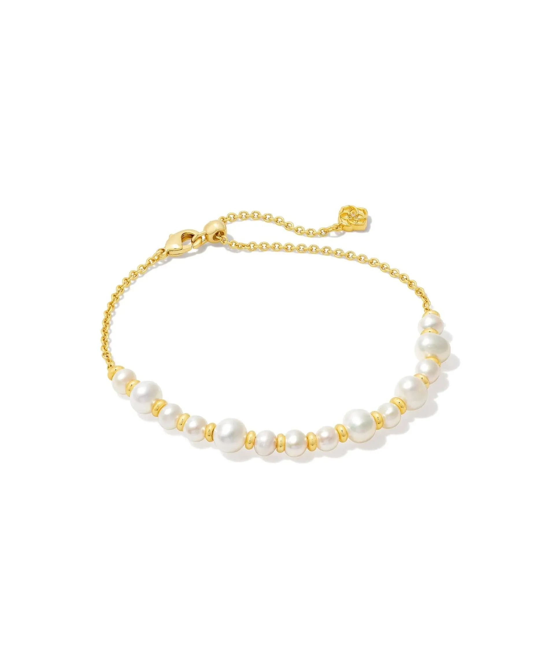 Kendra Scott Jovie Beaded Delicate Chain Bracelet - Gold White Pearl