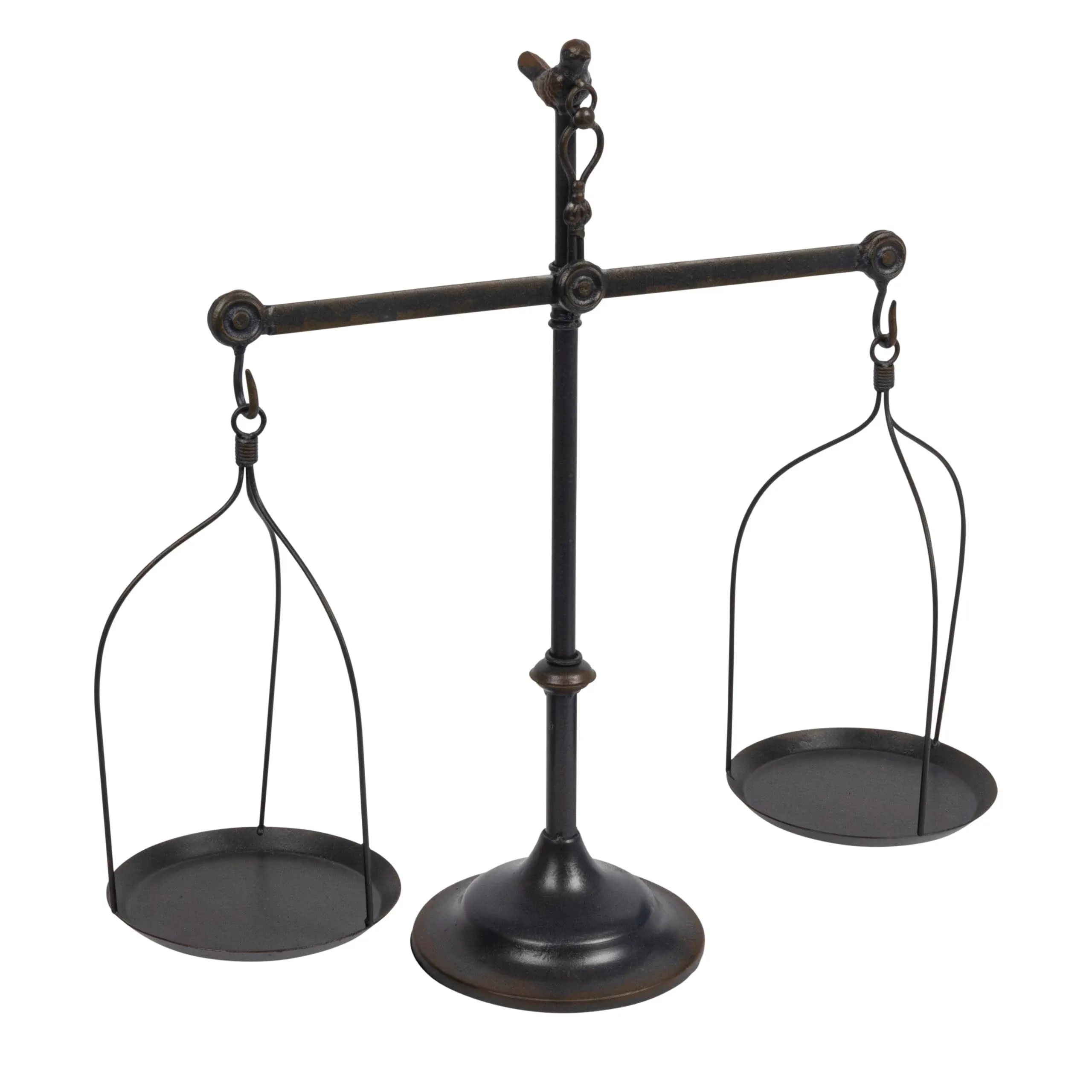 Black Decorative Antique Iron Balance Scale with Bird - Nomad Home | Havenly