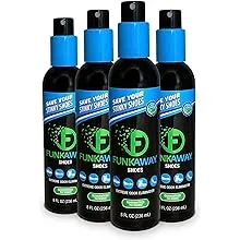 FunkAway Odor Eliminating Spray for Shoes, Skates, Work Boots & More, 8 oz., 4 Pack, Extreme Odor Eliminator, Perfect for Stinky Stuff You Can't Put in the Wash