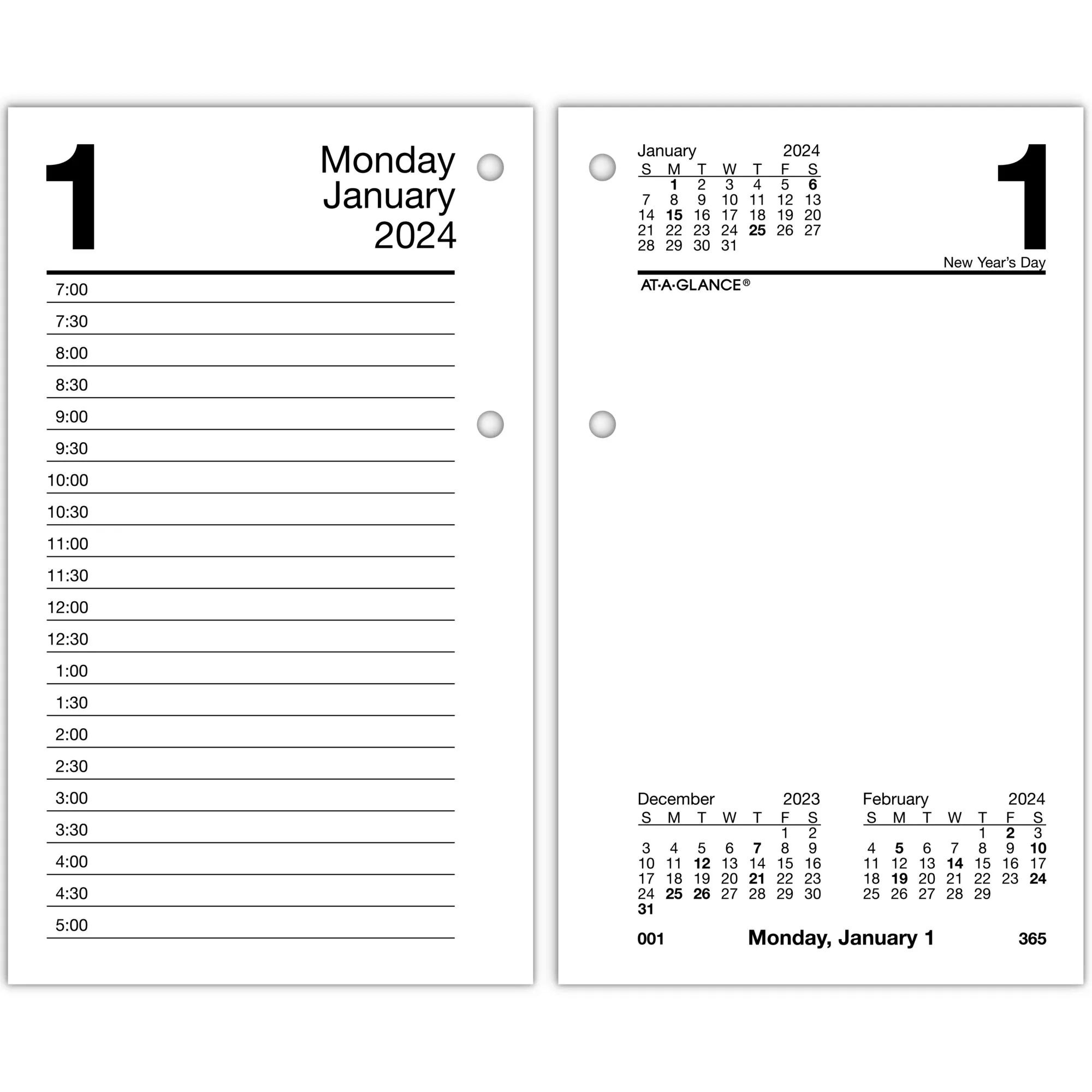 At-a-glance Daily Desk Calendar Refill with Tabs