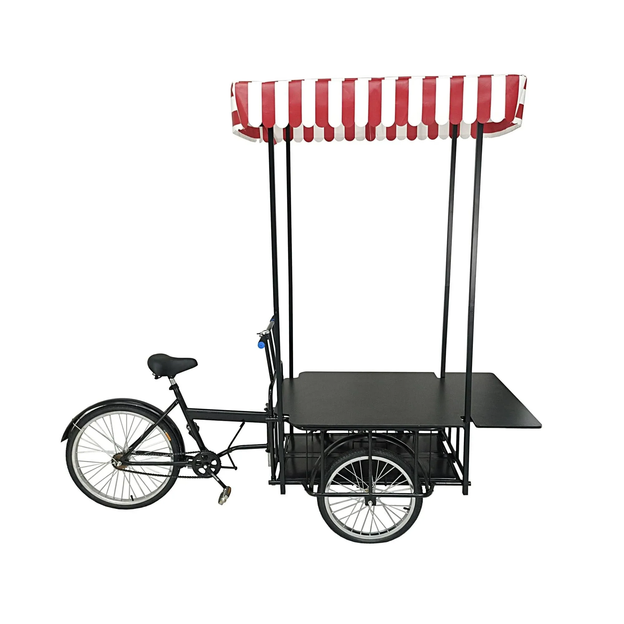 24&#034;Tire Black Tricyle Vending Cart for Ice-cream Flower Market Booth Collapsable