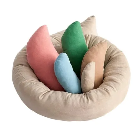 6pcs Newborn Posing Beans Bag Baby Photography Prop Pillow Baby Moon Shaped Pillows Positioner Cushion Basket Filler