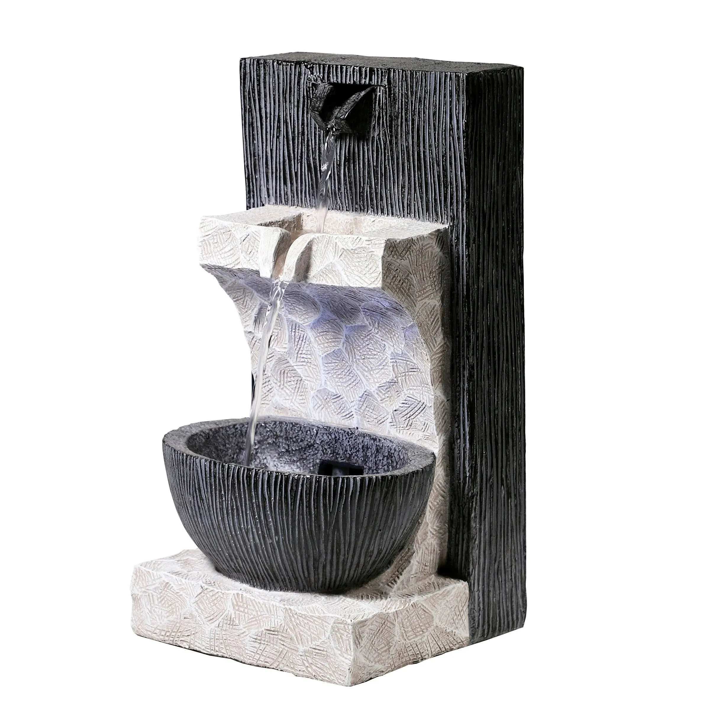 Alpine Corporation Modern Cascading Tabletop Fountain with LED Lights