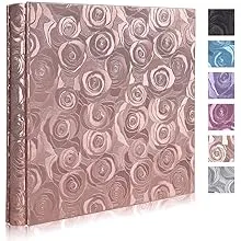 RECUTMS Cover Photo Album 600 Pockets Hold 4x6 Photos,Rose Pattern PU Leather Picture Albums Holds 600 Horizontal and Vertical Photos Book With Black Pages Gift Family Wedding Anniversary (Champagne)RECUTMS Cover Photo Album 600 Pockets Hold 4x6 Photo…