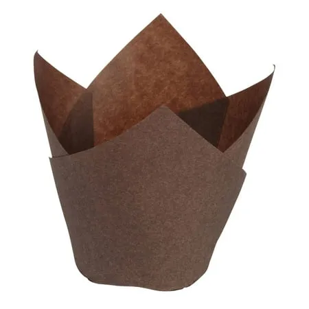 Hoffmaster 2" x 3 1/2" Chocolate Brown Tulip Baking Cup - 250/Pack