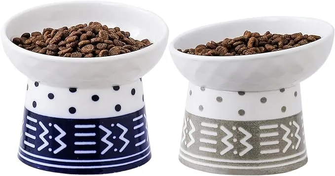 AOMRYOM Elevated Cat Bowl Set Tilted Ceramic Feeder Bowls for Cats and Small ...