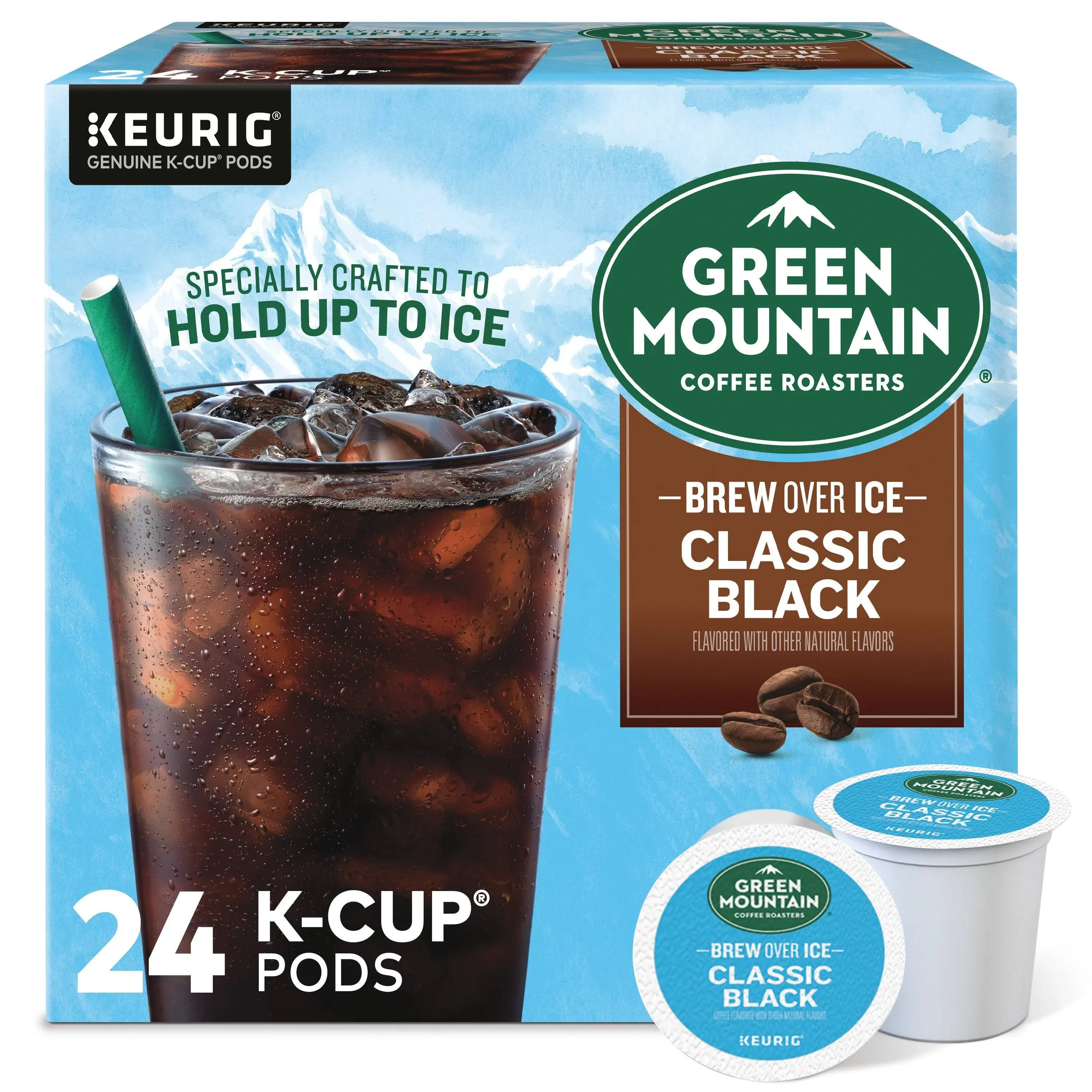 Green Mountain Coffee Roasters Coffee, Brew Over Ice, Classic Black, K-Cup Pods - 24 pack, 0.40 oz pods