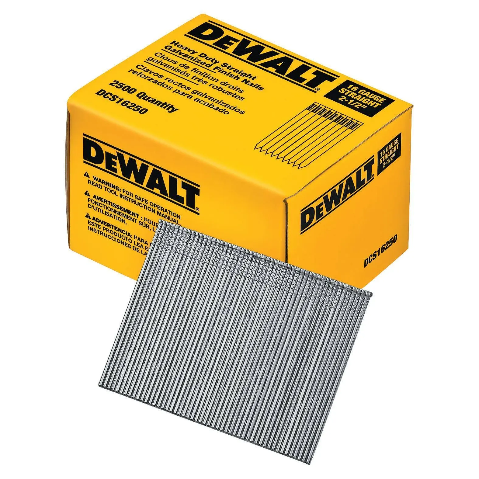 DeWalt DCS16250 Straight Finish Nails, 2-1/2 inch