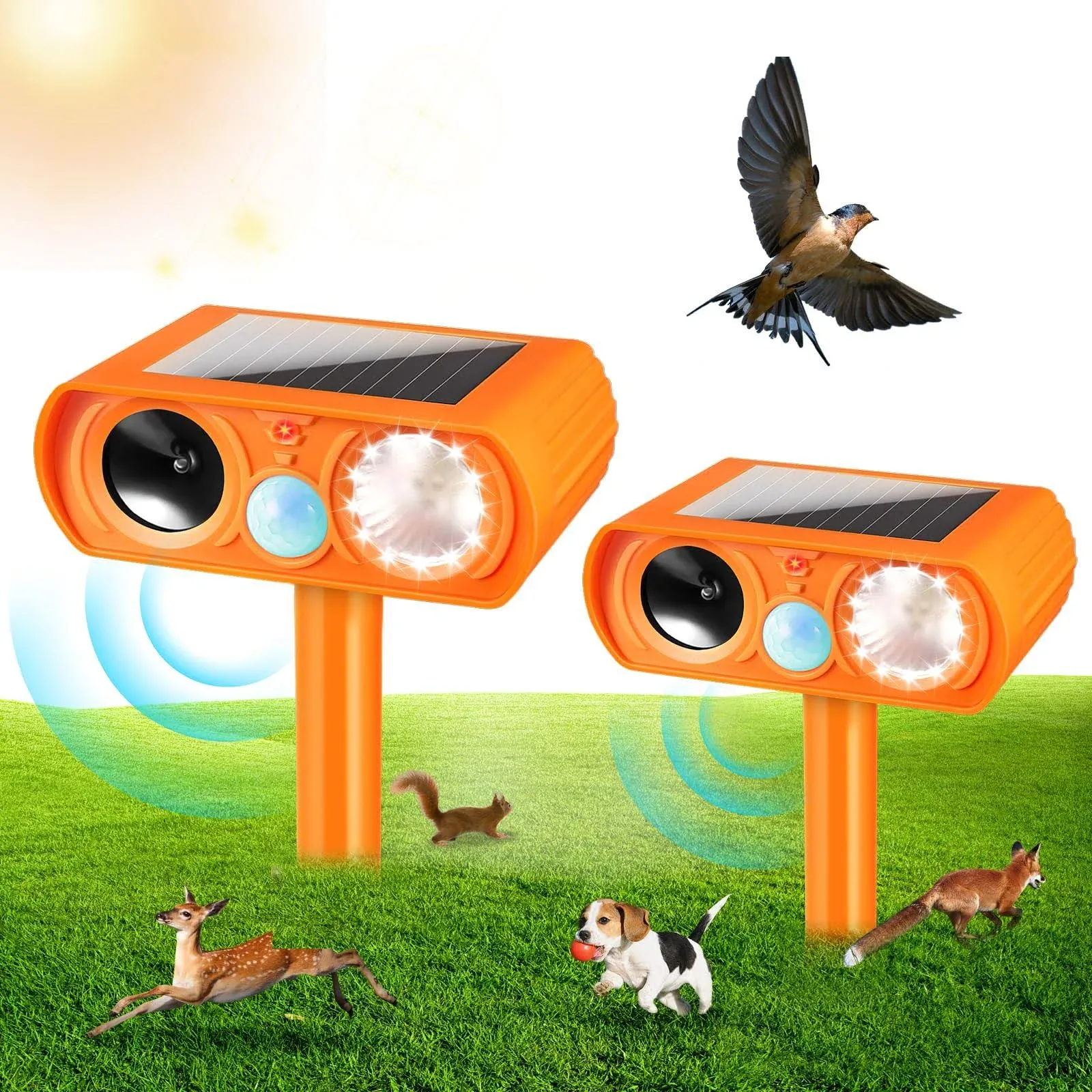 Ultrasonic Cat Deterrent, Solar Powered Deterrent Device with Motion Sensor and ...