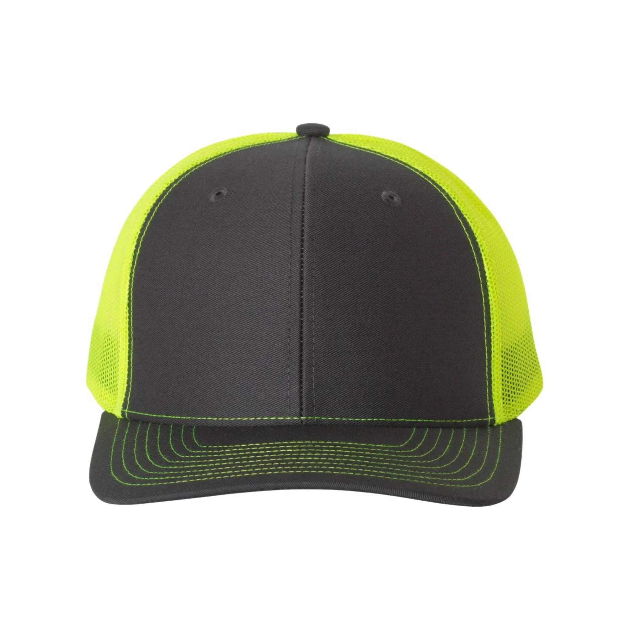 Richardson 112 Snapback Trucker Cap One Size Charcoal / Neon Yellow