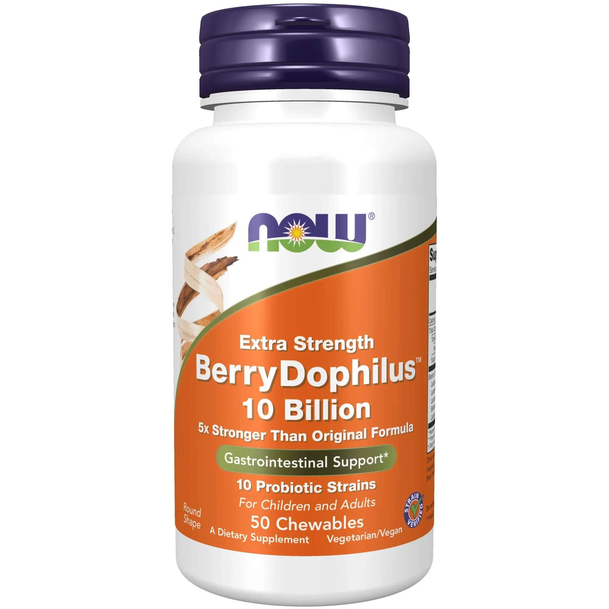 NOW Foods, Concentración extra, BerryDophilus, 50 comprimidos masticables