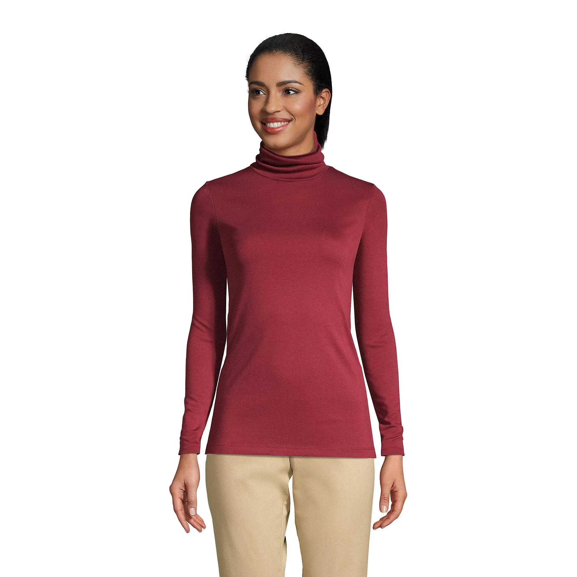 Lands' End Women's Supima Cotton Long Sleeve Turtleneck