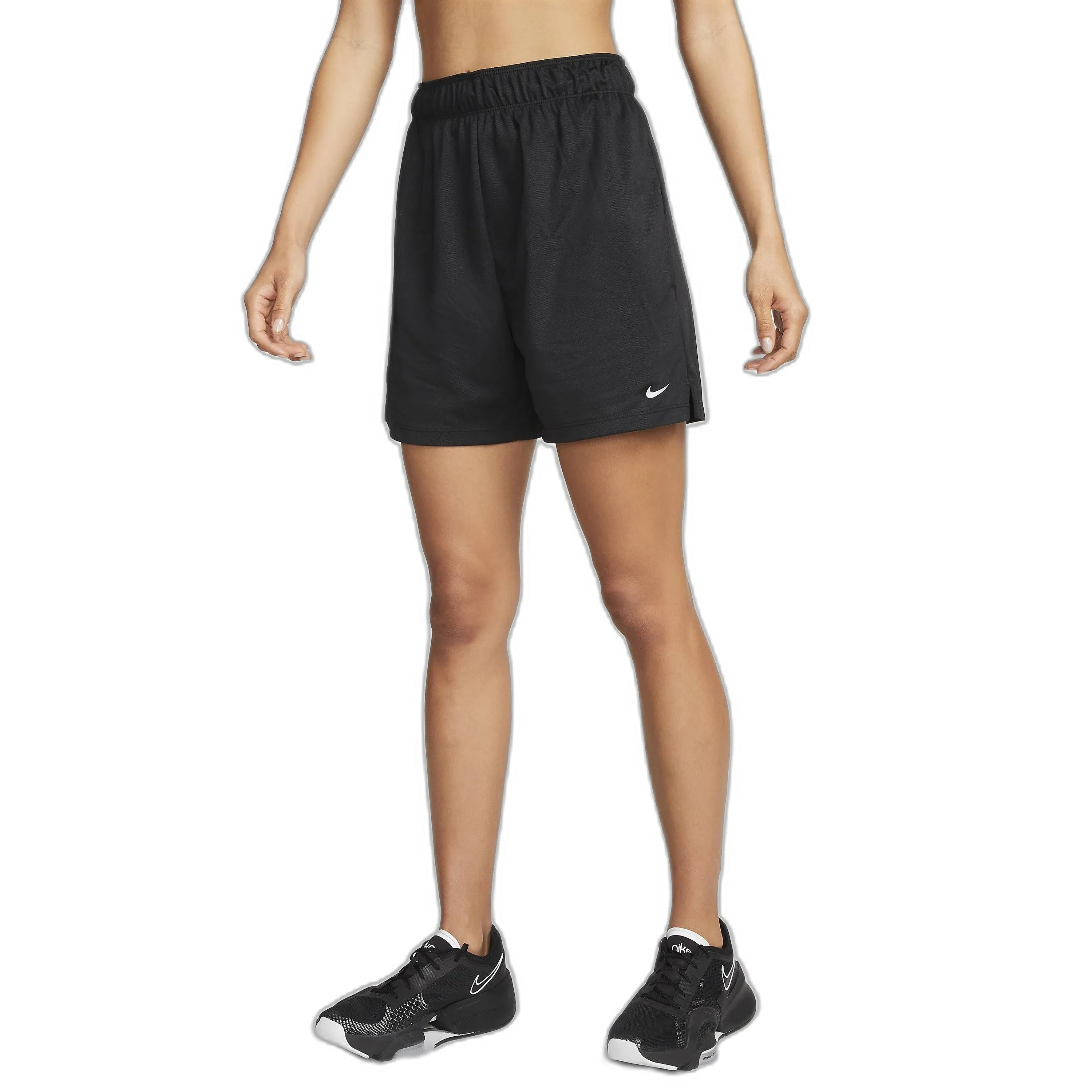 NIKE Dri-FIT Attack Mid-Rise 5&amp;quot; Shorts Damen 010 - black/black/white/reflective silv M