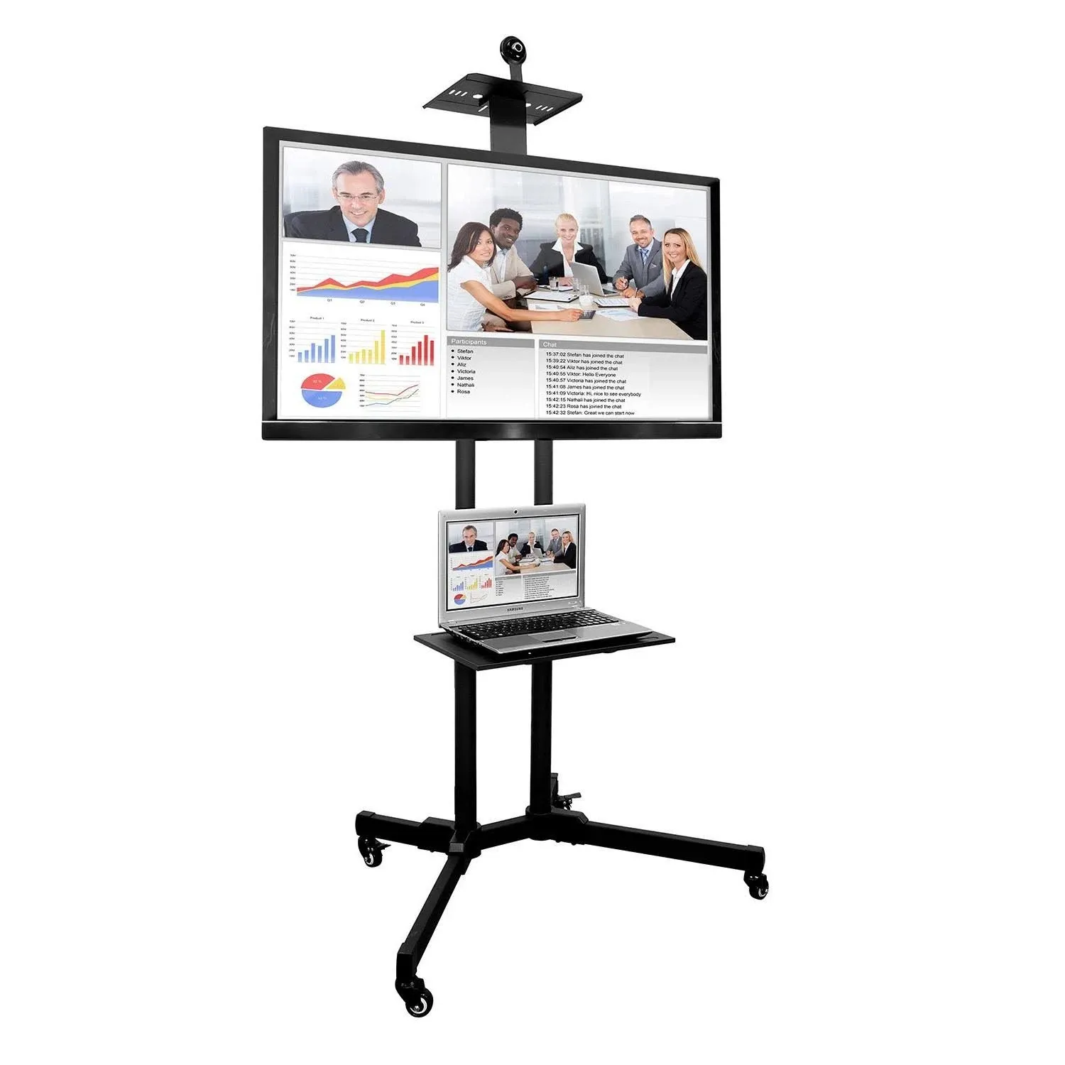 Mount-It! TV Cart Stand With Rolling Casters and Shelf, Fits 37"-70" Screens - Contemporary - Entertainment Centers And Tv Stands - by Mount-It! TV Wall & Desk Mounts | Houzz