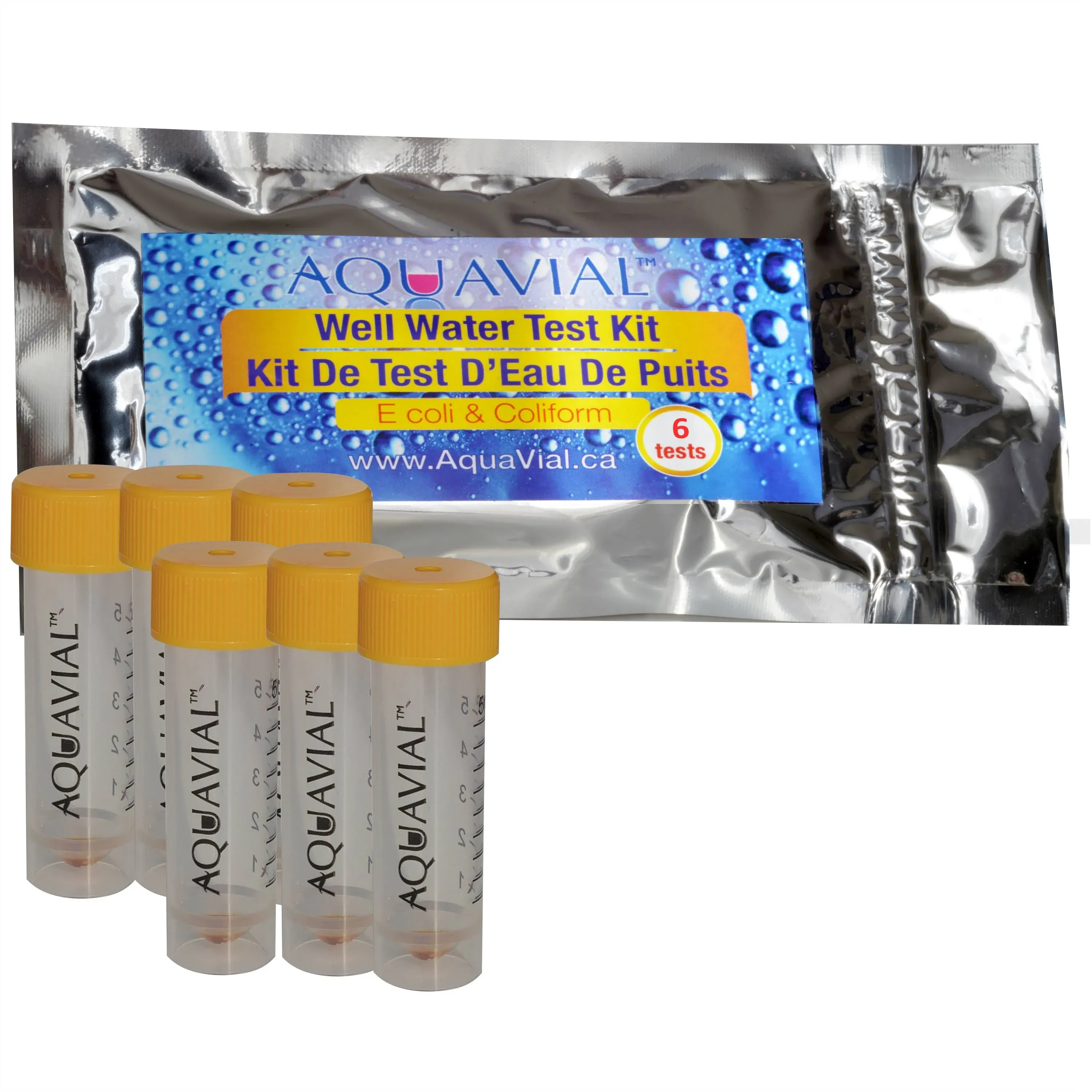 AquaVial Well Water Test Kit - E. Coli and Coliform 6 Pack