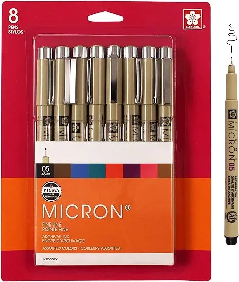 Sakura Pigma Micron Pen Set, 8-Colors, 05