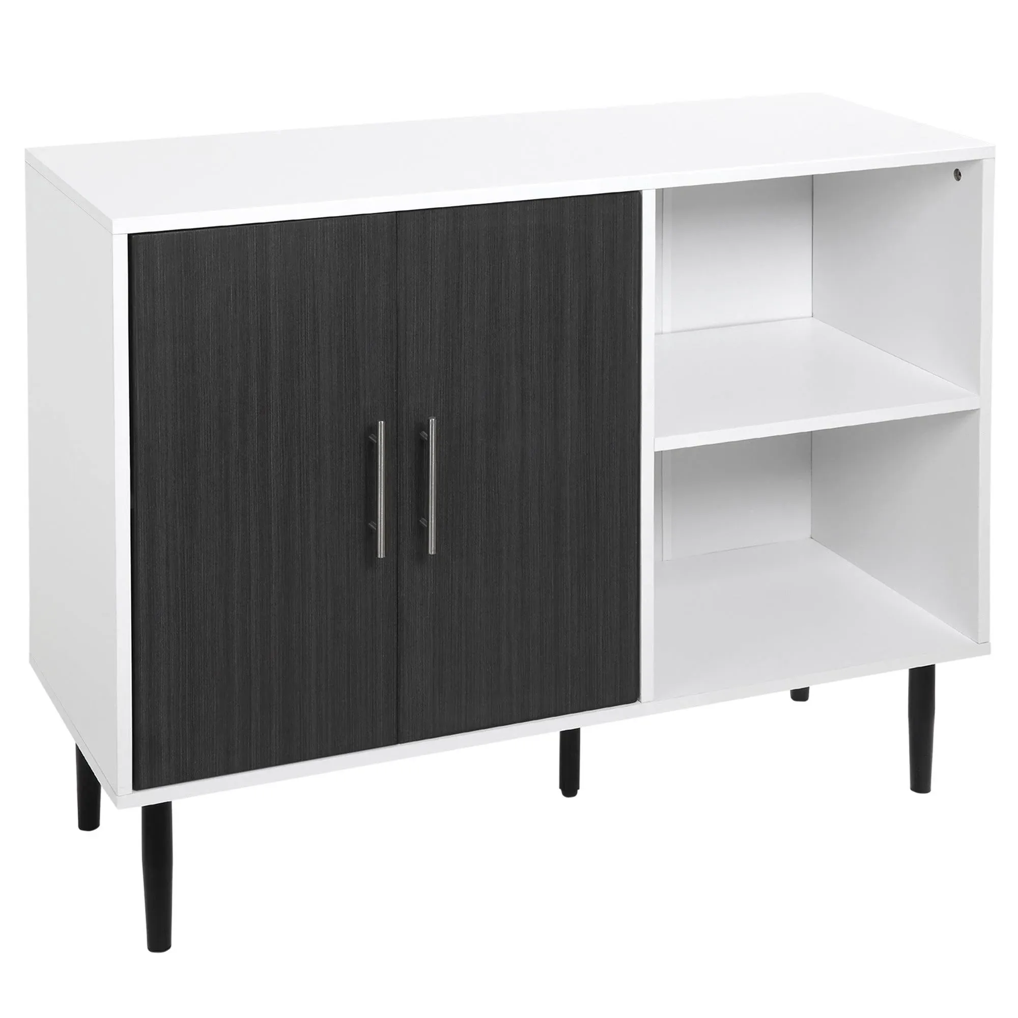 Wooden Modern Sideboard Storage Cabinet w/ Shelf for Dining Room, Hallway, Grey