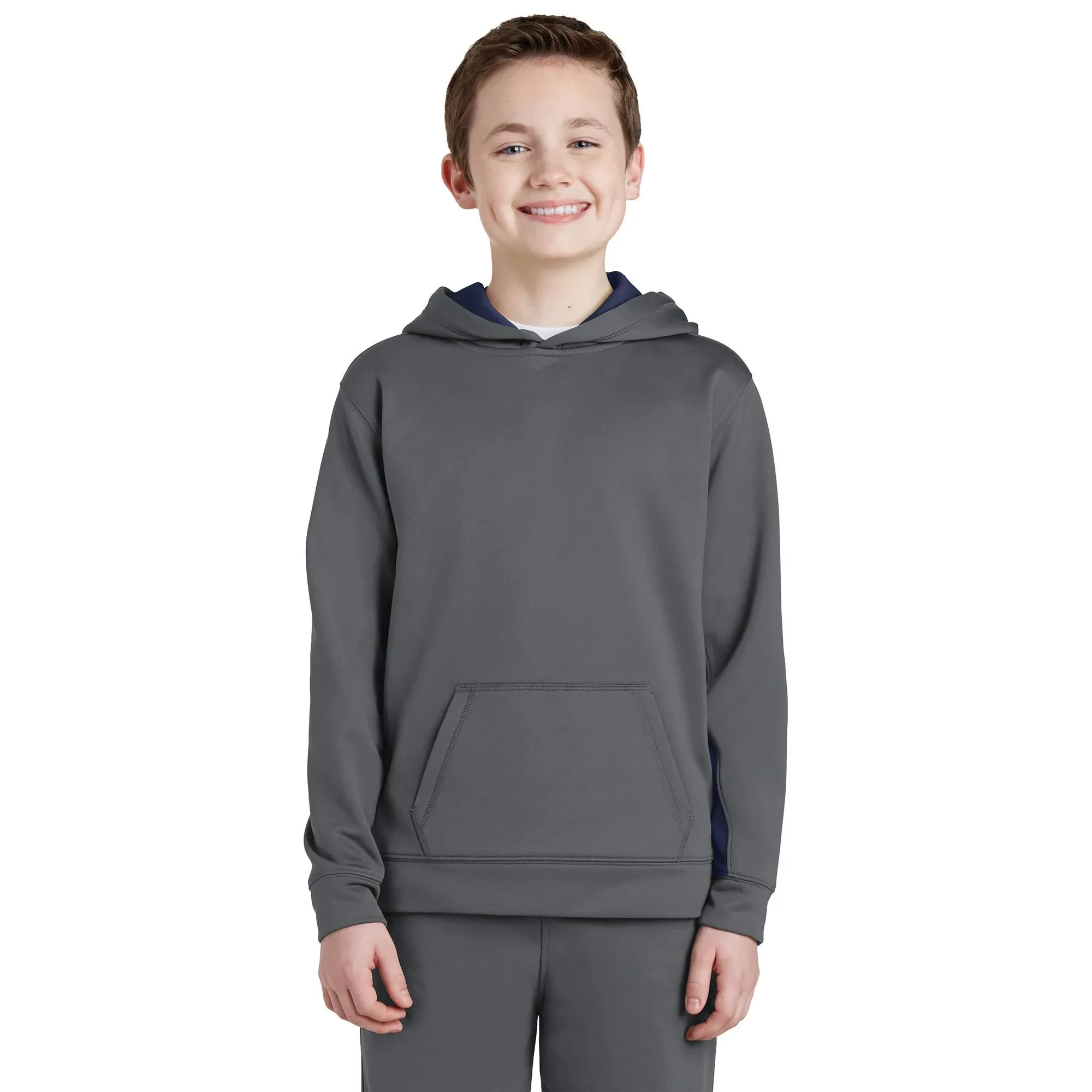 Sport-Tek Youth Sport-Wick Fleece Colorblock Hooded Pullover