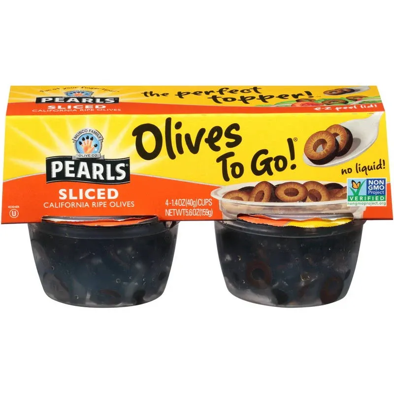 Pearls Olives To Go! Sliced Ripe Black Olives, 24 - 1.4 oz Cups